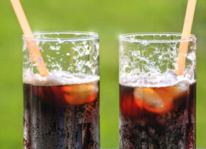 two glasses of soda